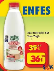 MİS BAKRAÇLIK SÜT TAM YAĞLI 1 L